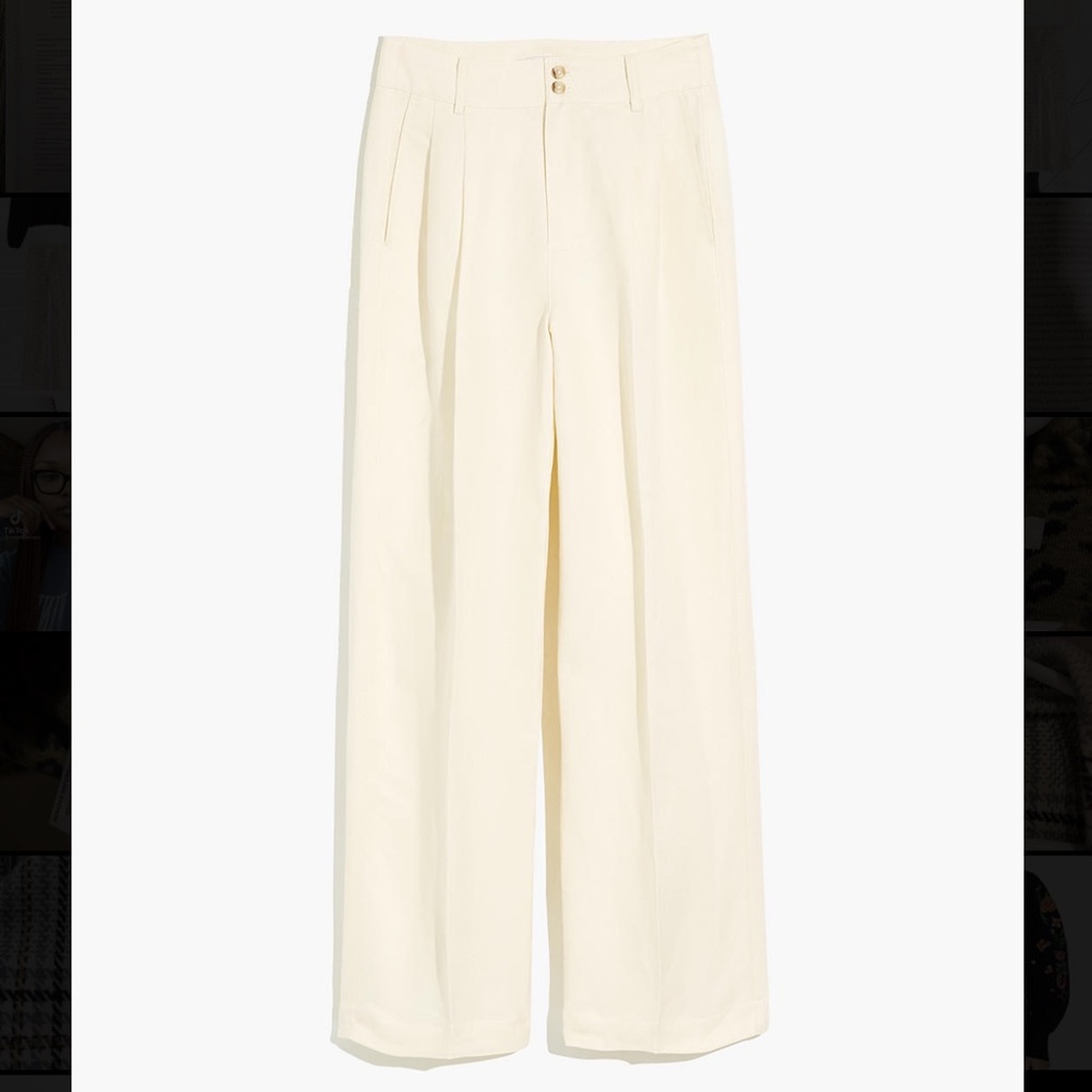 Madewell Pleated Wide-Leg Pants White Size 8 in Lighthouse